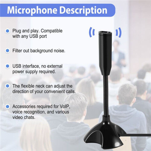 USB Microphone Web Flexible Noise Canceling Mic For  PC Computer Laptop Stand 2
