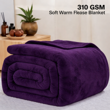 (King, Purple/Lilac Blanket) Fleece Blankets Throw Thick Warm Super Soft Bed Sofa Travel Large Faux Fur Mink Blanket Double & King