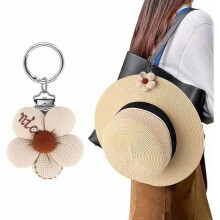 Hat Clip for Travel on Bag Cotton Flower Sun Hat Storage Holder for Hanging White
