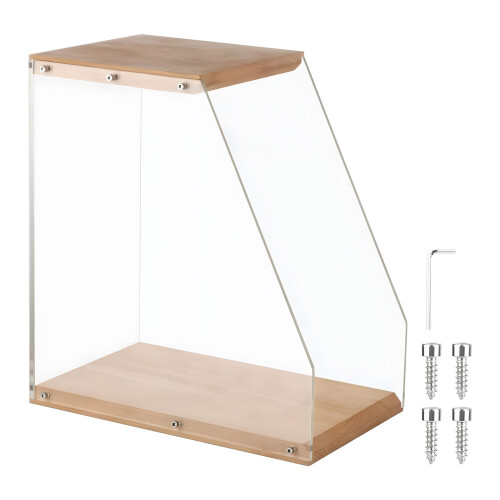 Wooden Record Storage Box With Acrylic Panel For Home
