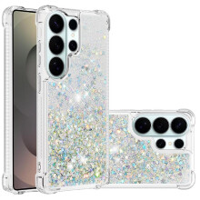 () Phone Case For Samsung Galaxy S26 Glitter Sparkle Cute Liquid Clear Flowing TPU Protective Shockproof Quicksand