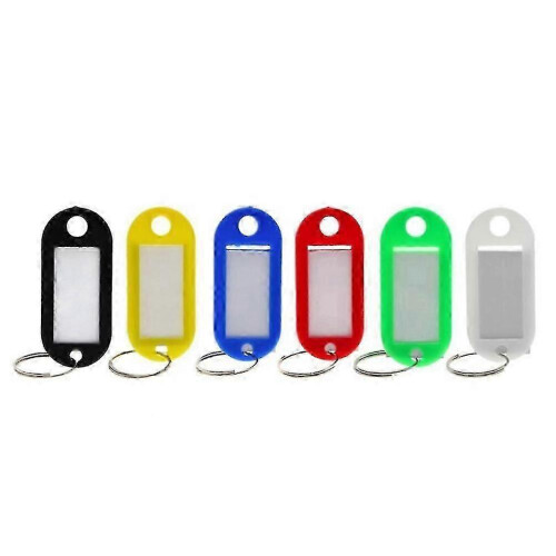 Rectangle Plastic Keychain Name Tag Keyring Pets Office Management 50Set