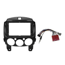 9-tums 2DIN-instrumentbräda, DVD-navigationspanel, radio, ljudpanel med kabelhärva för Mazda 2 Demio 2007-2014