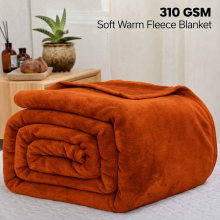 (Super King, Rust/Orange Blanket) Fleece Blankets Throw Thick Warm Super Soft Bed Sofa Travel Large Faux Fur Mink Blanket Double & King