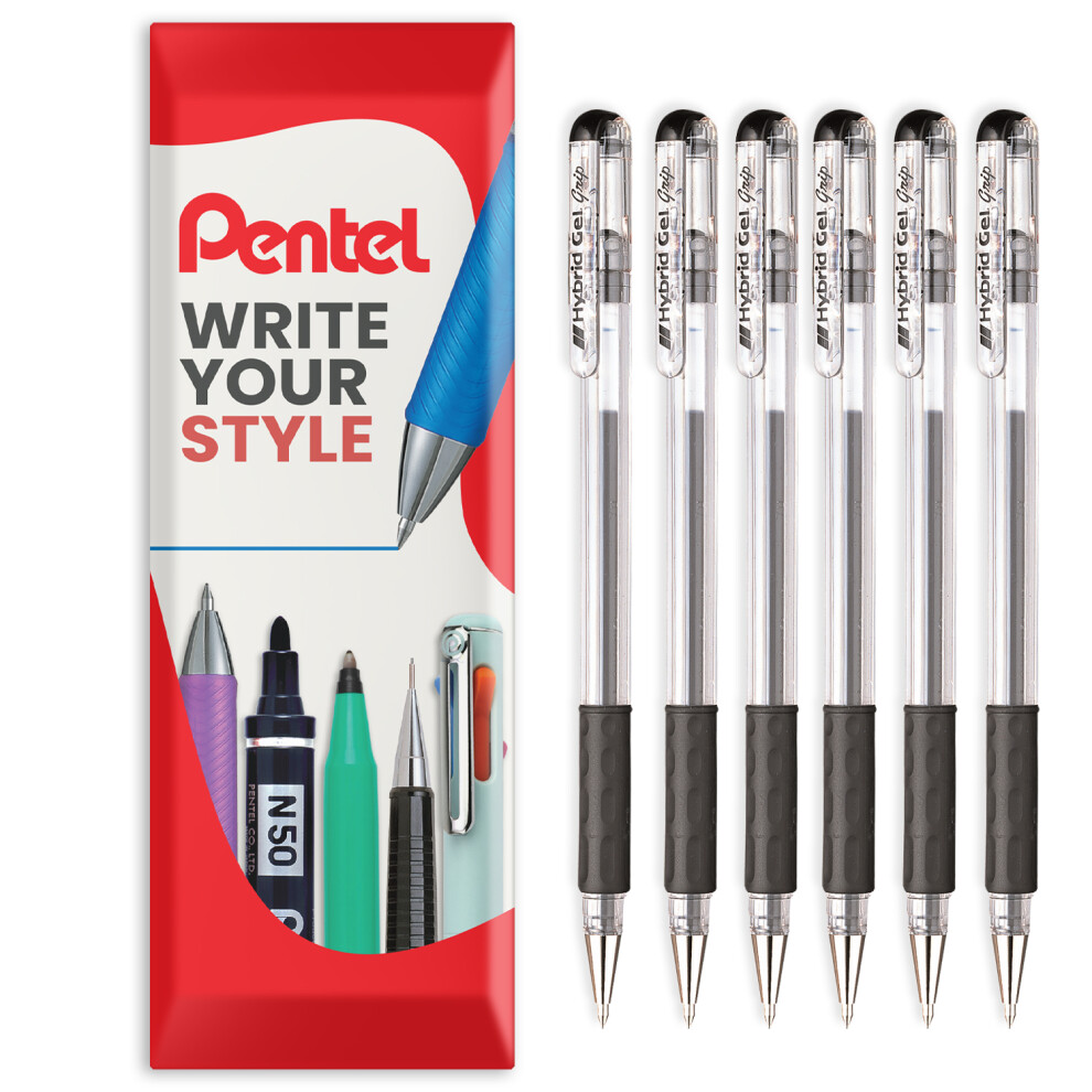 Pentel K116 Hybrid Gel Rollerball Pen 0.6Mm Pack Of 6 Black