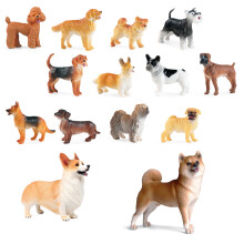 14PCS Realistic Dog Statues Plastic Miniature Animal Figures
