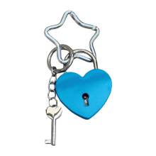 Eye Catching Oversized Heart Lock Keychain With Delicate-Blue