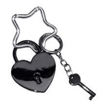 Fashionable Oversized Love Lock Keyring Perfect For Purse-Black