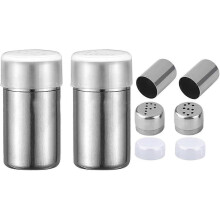 2-Pack Mini Salt Pepper Shaker,alt and Pepper Shaker with Lid,Stainless Steel Spice Jars Seasoning Dispenser for Salt Sugar Spice Pepper