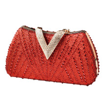 Strass-Abendtasche für Damen, glitzernde Handtasche,-Rot