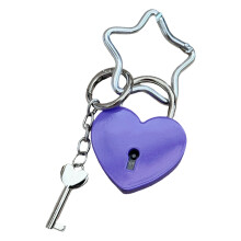 Trendy Metal Heart Shaped Bag Accessory With Star Clasp-Purple