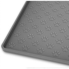 Pet Placemat for Dog and Cat, Mat for Prevent Food and Water Overflow Suitable for Small, Medium and Big Pet, 18" 12", Grey, Silicone