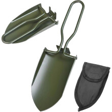 Folding garden shovel - Small stainless steel hand shovel - Foldable - with belt bag - for garden, camping, outdoor use
