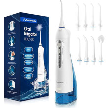 Hangsun Water Flosser Cordless Oral Irrigator Rechargeable Dental Water Jet HOC700 for Teeth Braces with 300ML Water Tank and 8 Jet Tips