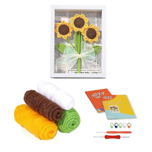 Crochet Kits for Beginners,crochet Kit with Step-by-step Video Tutorials Sunflower Bouquet Kits G