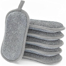 Washable Dish Sponge with 6 Non-Scratch Double-Sided Scrubbing Pads. The antibacterial microfiber sponge effectively cleans all surfaces. Ideal for st
