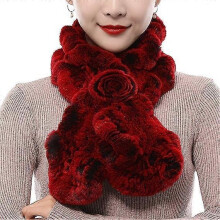Women's fur scarf rabbit fur apron wavy fur scarf winter knitting plush scarf