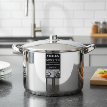 Steelex 24cm 8.4L Stainless Steel Stock Pot with Lid