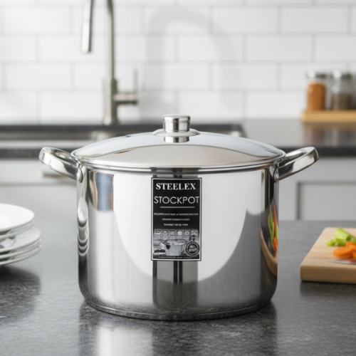 Steelex 24cm 8.4L Stainless Steel Stock Pot with Lid