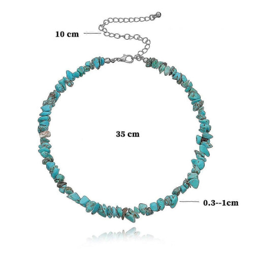 Women Boho Turquoise Choker Necklace Irregular Turquoise Short chains_M 2