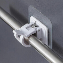 (White Style) Curtain Rod No Drilling, 8 Pcs Adhesive Curtain Rod Holder Hooks - J