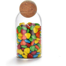 700ML/25Oz round cork glass bottle sealed jar nut storage jar coffee bean jar round transparent