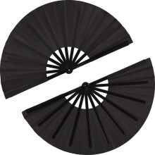 2 Pieces Large Folding Fan Nylon Cloth Handheld Folding Fan Chinese Kung Fu Tai  Fan Black Decoration Fold Hand Fan For Party Favors