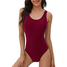 (M, Wine Red) 2024 Newbikini One Piece Swimsuit Women Tummy Control Swimsuit High Waisted Women Swimming Costume Vintage Swimsuits Swimwear