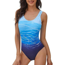 (XL, Blue) 2024 Newbikini One Piece Swimsuit Women Tummy Control Swimsuit High Waisted Women Swimming Costume Vintage Swimsuits Swimwear
