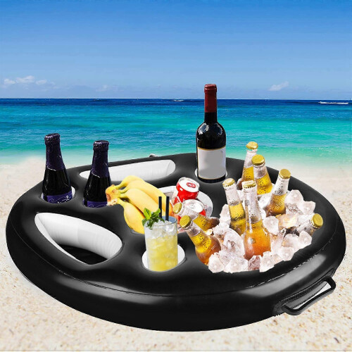 Inflatable Floating Drink Holder Float Beer Drinking Cooler Bar Tray Large Capacity Drink Float for_M 2
