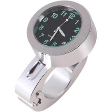 Motorcycle Handlebar Watch Waterproof Motorcycle Handlebar Clock Universal Silver Motorcycle Handlebar Motorcycle Handlebar