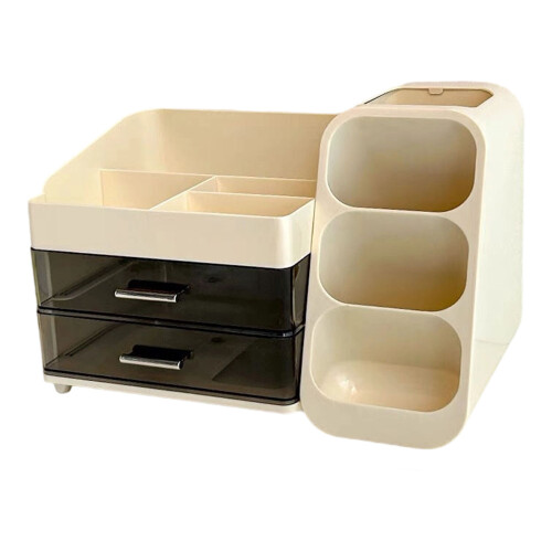 Elegant Desktop Makeup Organizer Transparency Drawers-Creamy