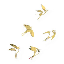 Selfs Adhesive Mirror Wall Decors Bird Wall Decal Bird-Gold L