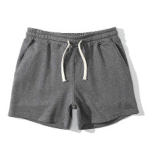 (M, Grey) Men's Cotton Solid Swim Trunks Drawstring Plus Size Sports Shorts With Pockets