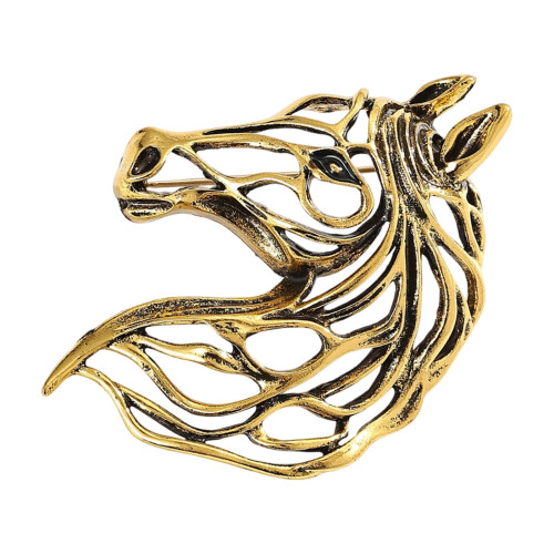 Broche cheval ajourée moderne, bijoux-couleur dorée ancienne