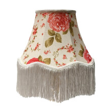 Abat-jour en tissu élégant avec frange-Fleur de pêcher rose