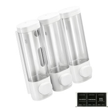 3 Black White Silver ABS Liquid Soap Dispenser Featuring-White
