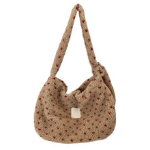 Faux Furs Crossbody Bag Heart Print Furry Shoulder-Rice red