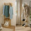 Narrow Bamboo Clothes Rail with 2 Shelves 6