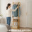 Narrow Bamboo Clothes Rail with 2 Shelves 11