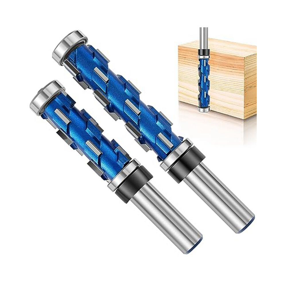 2Pc Flush Trim Router Bit Set 1/2Inch Shank,Double Bearing Spiral Trimming Tool Woodworking Milling Cutter Tool For Wood 4713687150574