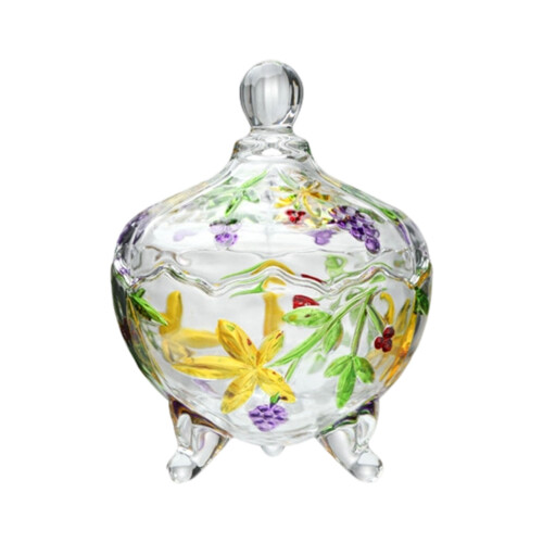 Elegant Hand Painted Glass Container Ideal For Nut-Covered bowl