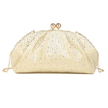 Damen Abendtasche, Strass-Schultertasche, modische-Gold