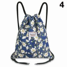 (4) Women Floral Drawstring Backpack Storage Bag Leaf Large Capacity Yoga Swim