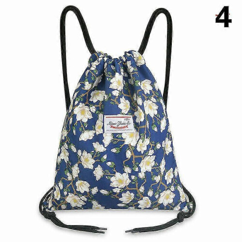 (4) Women Floral Drawstring Backpack Storage Bag Leaf Large Capacity Yoga Swim
