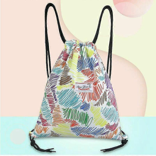 (4) Women Floral Drawstring Backpack Storage Bag Leaf Large Capacity Yoga Swim 1