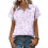 Women's Button-Down Shirts, Short Sleeve, V-Neck,-Purple M 1