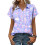 Women's Button-Down Shirts, Short Sleeve, V-Neck,-Lavender M 1