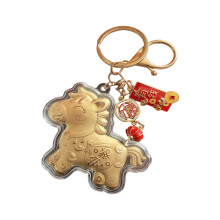 Porte-clés à breloque cheval du zodiaque, artisanat en-riche