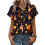 Women's Button-Down Shirts, Short Sleeve, V-Neck,-Black XXL 1